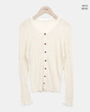Dabu Lace Button Ribbed Cardigan