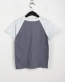 Sec Raglan 33 Color Matching Printed Semi-Crop Short Sleeve T-Shirt