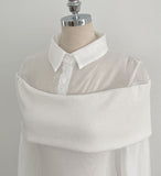Monta Color Matching Off-Shoulder Knit Layered Shirt