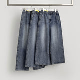 Vertical Cut Line Wide Denim Pants