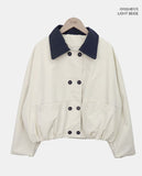 Jamin button color matching crop jacket