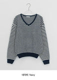 Ttet Stripe Wool V-Neck Knit