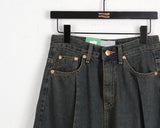 Elder Pintuck Pleated Long Denim Skirt