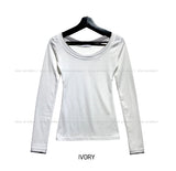 Two-Tone Layered Ribbed U-neck Long Sleeve