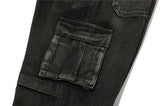 Wide cut cargo denim pants