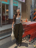 Uni Shirring Wide Cargo Pants