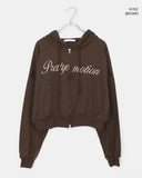 Arring Pretty Motion Lettering Pocket Long Sleeve Hood Zip-Up