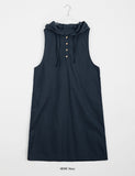 Shellco Button Hood Long Sleeveless One Piece