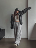 Fire embroidered string training pants