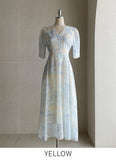 Teilrin Chiffon Shirred Long One Piece