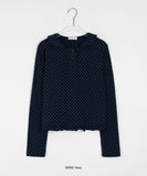 Pyudi Frill Dot Collar Long Sleeve Tee