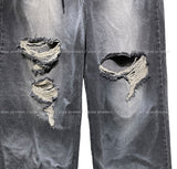 Boosting tie-die damage wide denim pants