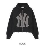 [Lining brushed] Curie New York Patch Damage Hooded Zip-up