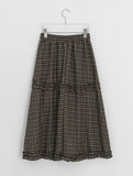 Kohyuri Check Frill Banding Long Skirt