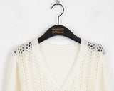 Sime Balletcore Ribbon String Punching Knit Cardigan
