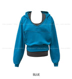 POEN Slit Button Halter Layered Hoodie