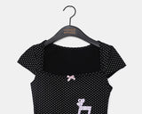Jerrin Dot Ribbon Check Print Short Sleeve T-shirt