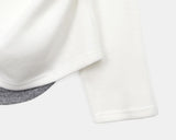 Royu Unbalanced Color Matching Shirring One-Off Shoulder Long Sleeve T-Shirt