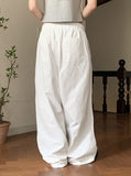 Hasty Pintuck Banding Cotton Long Wide Pants
