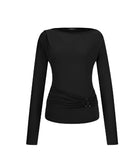 [mnem] Ring Panel Boat Neck Top