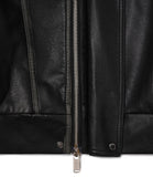 (UNISEX) Curve Slit Vintage Leather Jacket