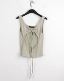 Dish Back Slit Ribbon Strap Hall Two-Way Sleeveless