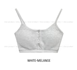 Nor Button Waffle Crop Top (+ With Cup)