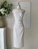 Morian Notch Shirring Span Sleeveless One Piece