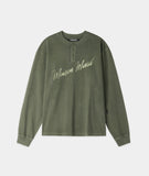 SCRIPT TYPE HENLEY NECK LONG SLEEVE