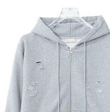 Ruby Damaged Sweat Hood Zip-Up
