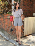 Tiamo Linen High Waist Double Button Shorts