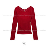 Fruit Back Twist Rib Knit Long Sleeve