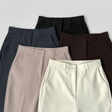 Hidden Banding Pin Tuck Long Boot Cut Span Slacks Pants
