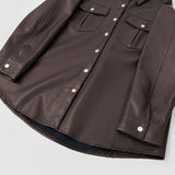 Tantan Chic Pocket Button Loose Fit Leather Jacket