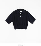 Tadol Bookle Collar Crop Short Sleeve Knit