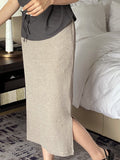 Bless Slit H-Line Mesh Banding Long Skirt