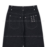 Pin stripe rivet wide denim