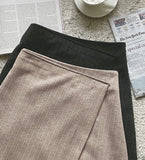 Nitz Wool Striped Banding Wrap Skirt