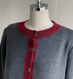 Madeu Color Matching Cardigan Rib Knit One Piece Set
