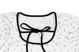 Demin Flower Ribbon Puff Short Sleeve T-Shirt