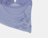 Ruin Flower Printing See-Through Halter Neck Sleeveless