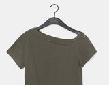 Boheme Stud One Off-Shoulder Pigment Short Sleeve T-Shirt