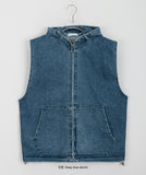 [unisex] Tsukira Hood Over Denim Vest