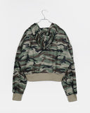 E-Ring Military Camo Pocket Crop Long Sleeve Hooded Zip-Up