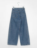 Hoeni Side Pintuck Snap Button Wide Denim Pants
