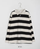 Chopin stripe collar long sleeve tee