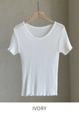[Planning] Beria U-neck Ribbed Short Sleeve Knit