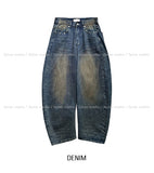 Late Back Leather Pocket Denim Pants