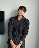 Cable long sleeve knit half zip up ver
