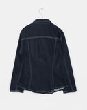 Ushi Line Pocket Denim Washed Long Sleeve Jacket